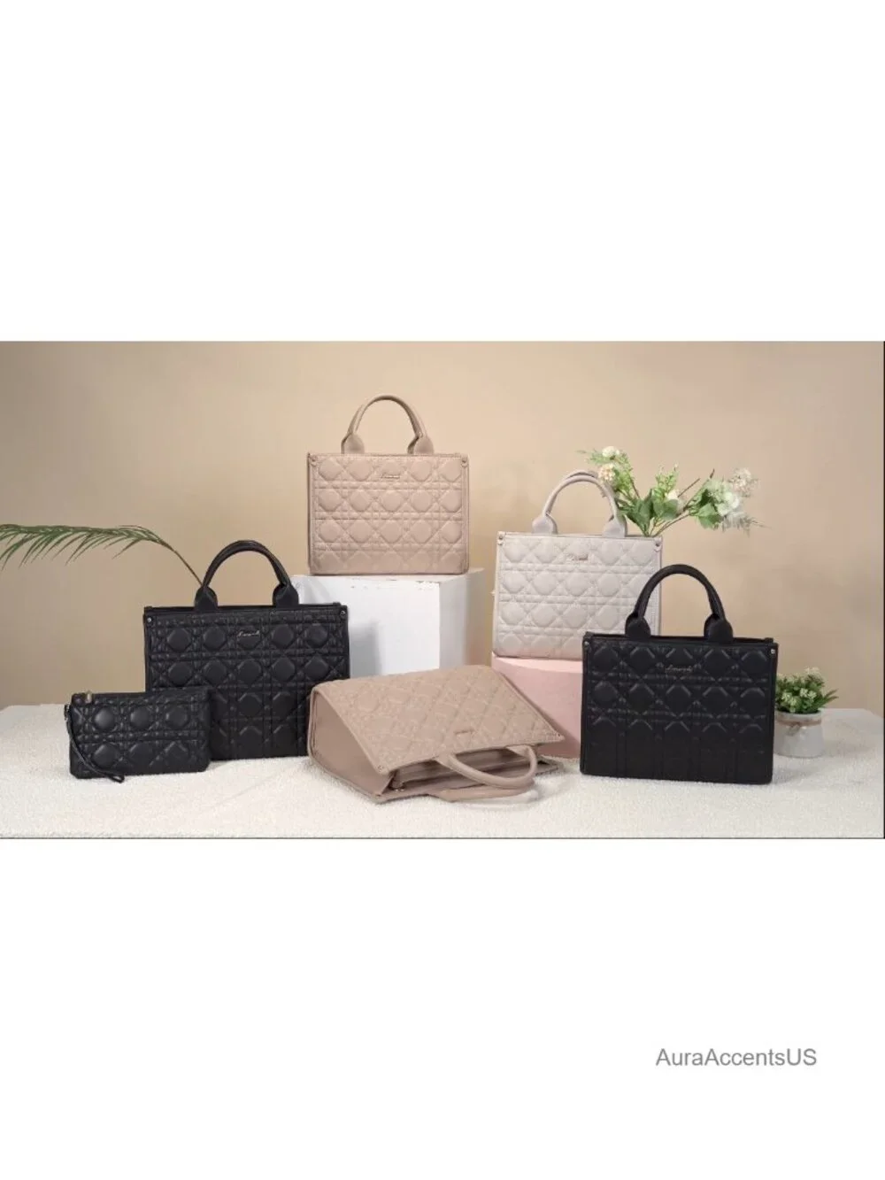 PU Leather Top Handle Handbag Purse with Shoulder Strap
